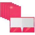 Better Office Products 2 Pocket Glossy Laminated Paper Folders Portfolio Letter Size, Hot Pink, 25PK 80191